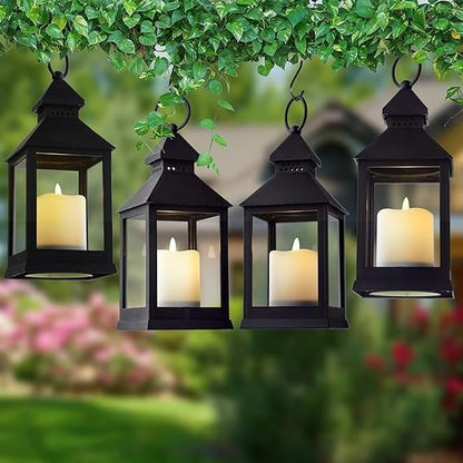 UK-0041 (2pc)Mini Square Lantern Lamps with Moving Flame LED Light for Home Decoration Diwali & Christmas