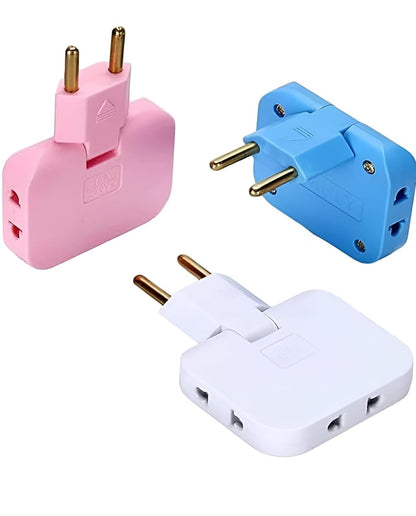 UK-1052 3-in-1 Rotatable Plug Adapter – 180° Extension with Foldable Multi-Socket, Mini Slim Wireless Outlet Converter, 2-Pin Rotate Plug, Compact Travel-Friendly Design (Multicolor)