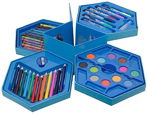 UK-0063 46 Pcs Plastic Art Colour Set With Color Pencil,Crayons,Oil Pastel&Sketch Pens,Multicolor