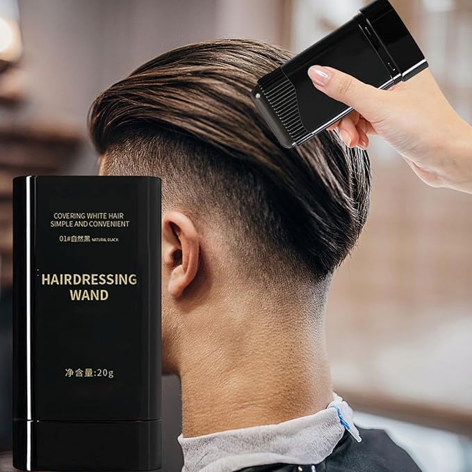 UK-1038 Hair Dye Stick Comb Waterproof and Sweat-Proof Root Touch-Up, Long Lasting Hairdressing Wand, Easy Hair Coloring Applicator for Men and Women, Quick Grey Hair Cover-Up Stick for Black Hair