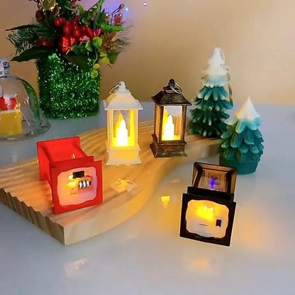 UK-0041 (2pc)Mini Square Lantern Lamps with Moving Flame LED Light for Home Decoration Diwali & Christmas