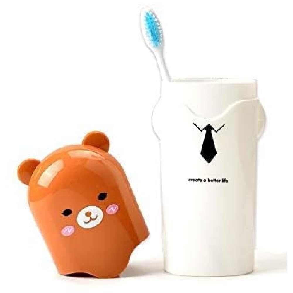 UK-0858 Cartoon Design Toothbrush Holder Box Best for Travel Camping Bathroom for Storage Multicolor