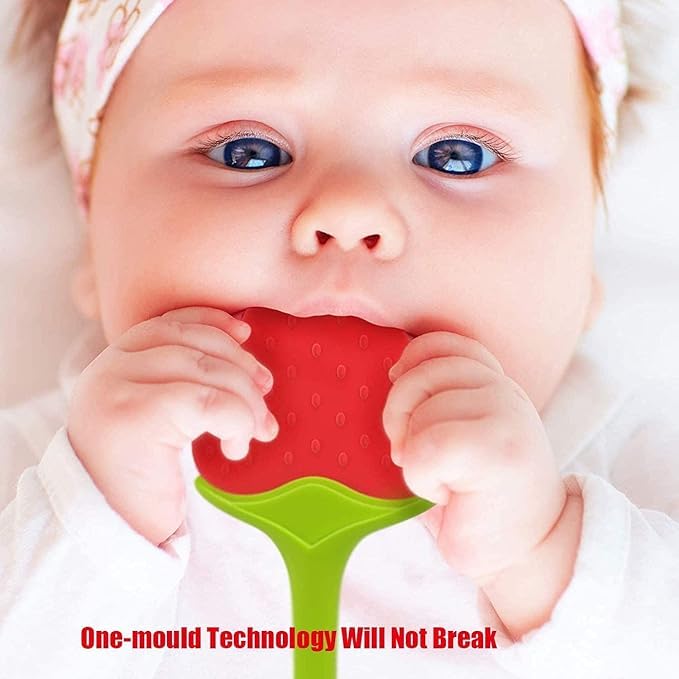 UK-0981 Silicone BPA Free Baby Teether | Natural Fruit Shape Chew Toy for Newborn, Infant & Toddlers | Multicolor Soft Teething Toy | Non-Toxic, Safe for 0-12 Months Baby Boys & Girls (1PC Teether MULTI-DESIGN)