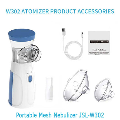 UK-0877 Mesh Nebulizer for Adults & Kids, Handheld Nebuliser Machine with 2 Masks, 1 Mouth piece & Usb, Cool Mist Inhailer for Cold & Cough, Breathing Problems