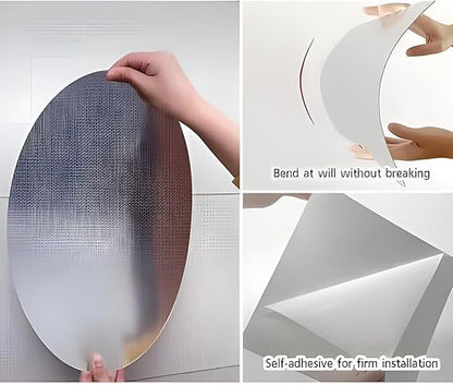 UK-1073 Mirror Sticker for Wall on Tiles Bedroom Living Room Basin Mirror Bathroom Wall Mirror Both Side Sticker Acrylic Wall Mirror Full Length (MIX SHAPE)
