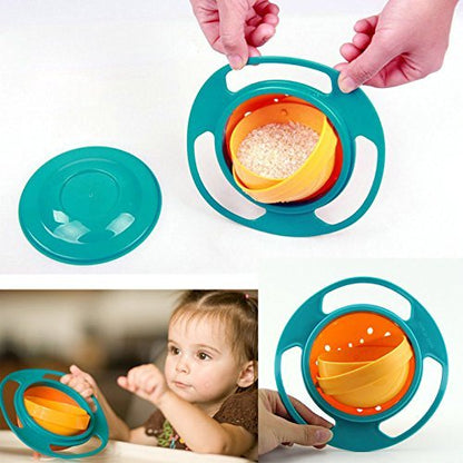 UK-0130  Gyro Bowl 360 Degree Rotate Dishes for Kids Food Baby Feeding Bowl Lunch Box (Multicolor)