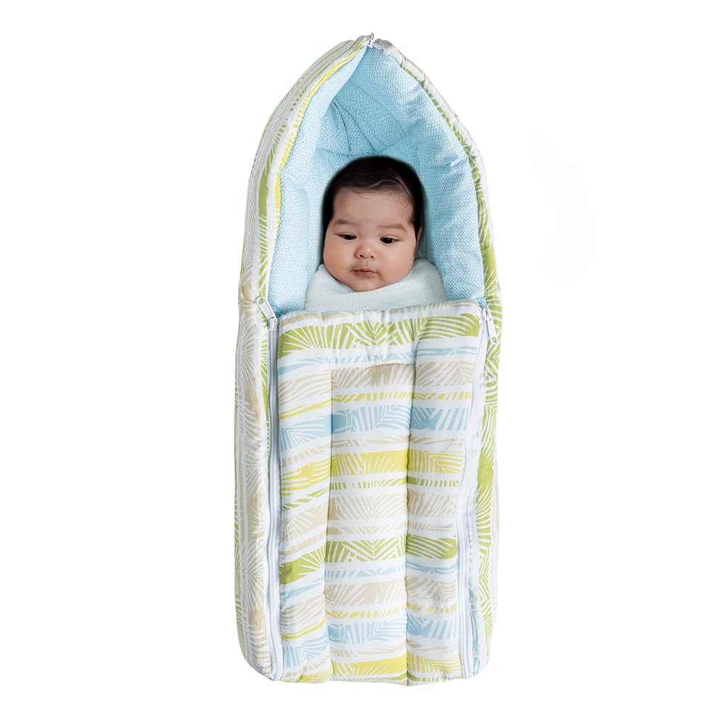 UK-0328 3 in 1 Baby Sleeping Bag & Carry Nest | Cotton Bedding Set for Infants & New Born Baby | Portable/Travel & Skin Friendly | 0-7 Months