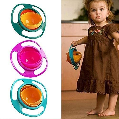 UK-0130  Gyro Bowl 360 Degree Rotate Dishes for Kids Food Baby Feeding Bowl Lunch Box (Multicolor)