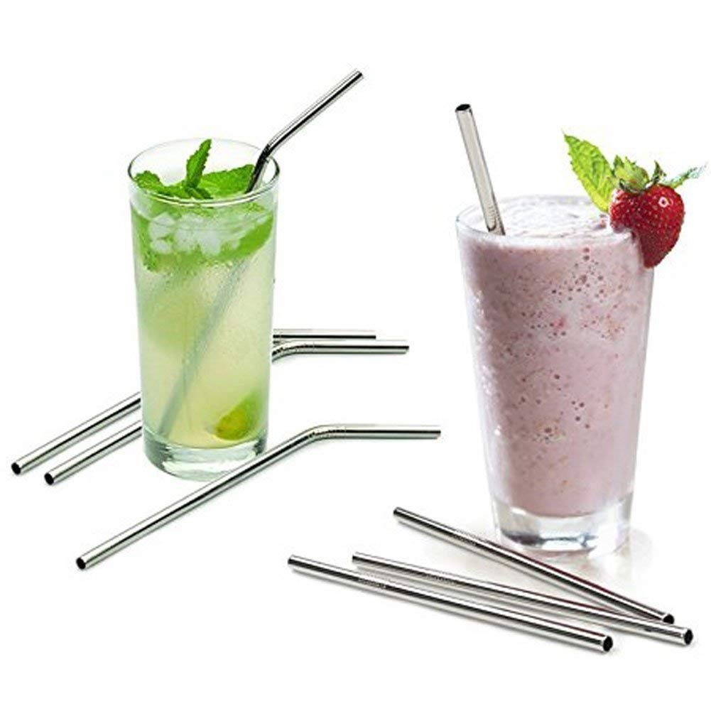 UK-0246 Stainless Steel Straws for Drinking with Brushes | Steel Straws + Straw Cleaning Brush