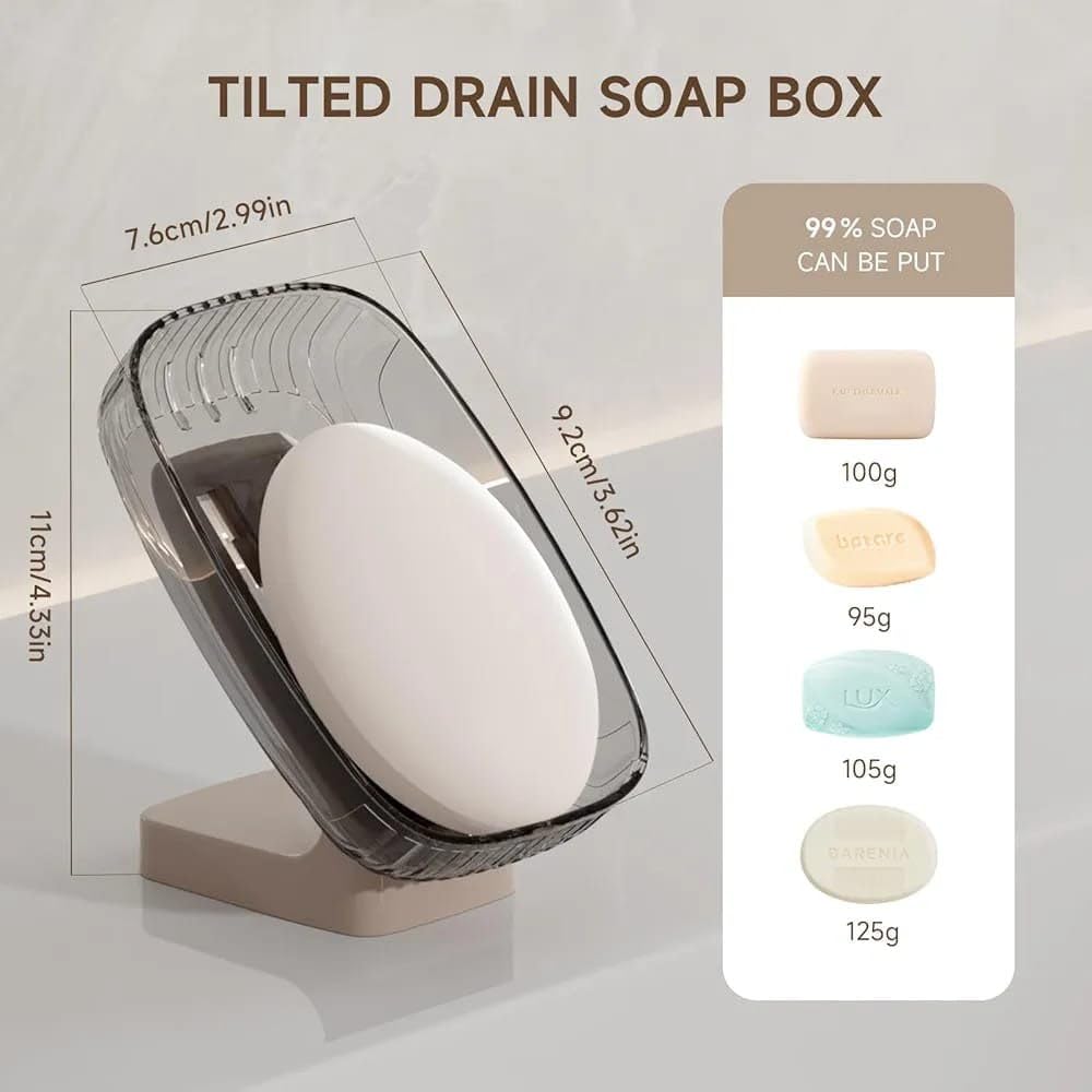 UK-1049 Soap Box, Soap Holder with Fast Water Drainage | Premium Plastic Soap Dish for Bathroom, Wash Basin & Kitchen ( 1PC )