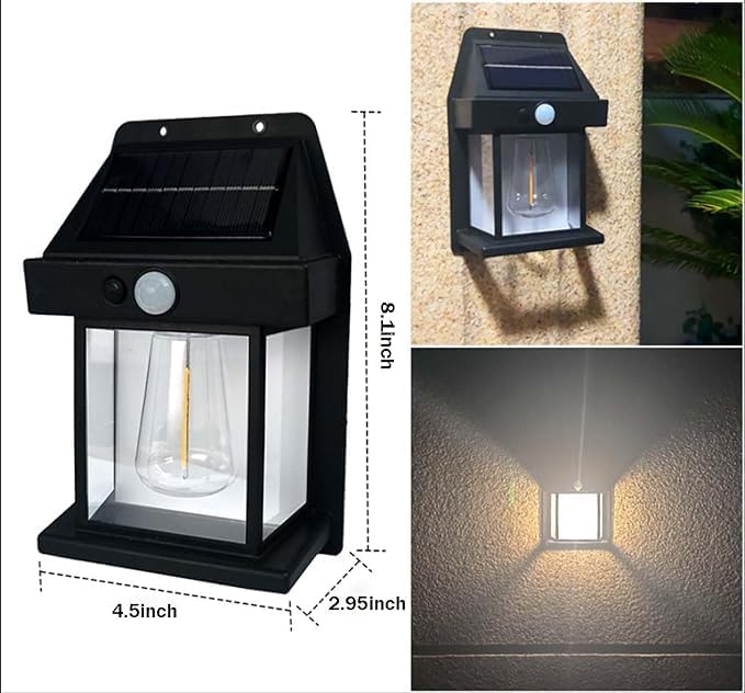 UK-0038 Tungsten Bulb led Solar Outdoor Garden Wall Light with Sensor Wireless ip65 Solar Wall lamp