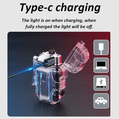 UK-1085 Dual Arc Plasma Lighter with COB LED Flashlight – USB Rechargeable Windproof Waterproof Keychain Lighter – Portable Flameless Electric Lighter with 3 Light Modes for Camping Hiking