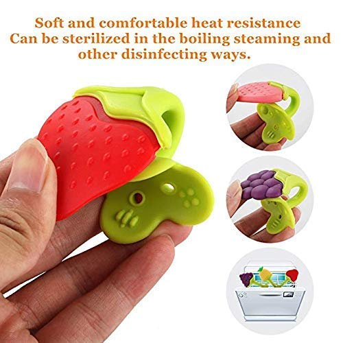 UK-0981 Silicone BPA Free Baby Teether | Natural Fruit Shape Chew Toy for Newborn, Infant & Toddlers | Multicolor Soft Teething Toy | Non-Toxic, Safe for 0-12 Months Baby Boys & Girls (1PC Teether MULTI-DESIGN)