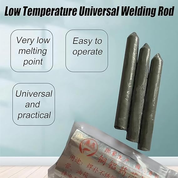 UK-0499 Low Temperature Universal Welding Rod, Aluminum Welding Rods, Metal Universal Low Temperature Easy Melt (Just Need a Lighter) Aluminum Soldering Welding Rods (3pc)