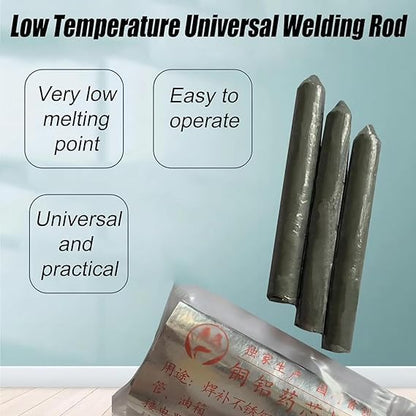 UK-0499 Low Temperature Universal Welding Rod, Aluminum Welding Rods, Metal Universal Low Temperature Easy Melt (Just Need a Lighter) Aluminum Soldering Welding Rods (3pc)