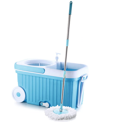 UK-0182 Ganesh Sporty Plastic Spin Mop with Bigger Wheels and Plastic Auto Fold Handle for 360 Degree Cleaning