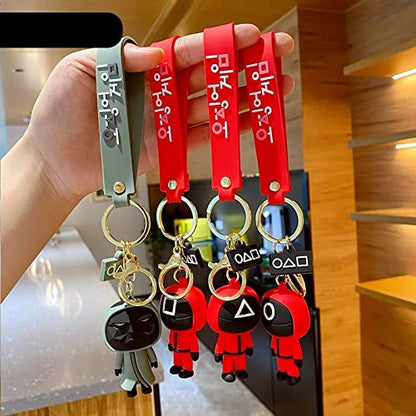 UK-0909 3D Cute Skuid- Game Keychain Character Key Chain with Rubber Lanyard