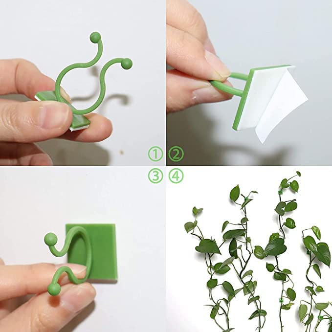 UK-0254 Tree Clip Plant Wall Climbing Fixing Clips, Reusable Self Adhesive Plant Support Garden Twist Clips