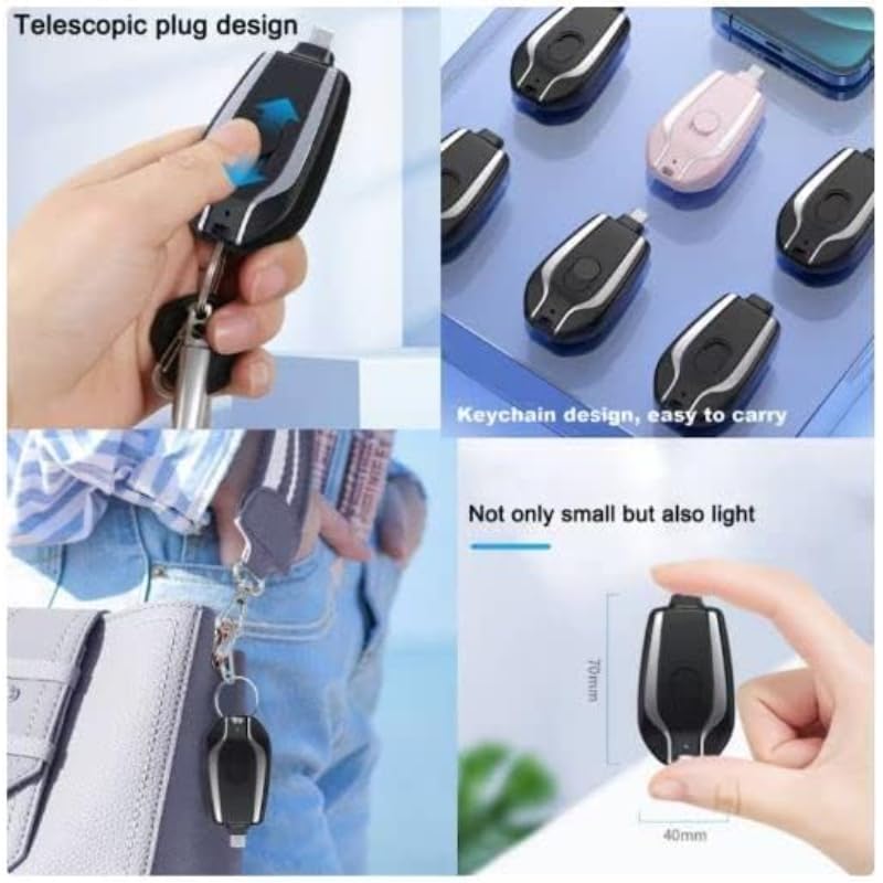 UK-0151 Keychain Power Bank for  Type-C, Key Ring Phone Charger (Multi Color)