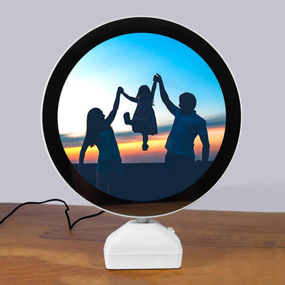 UK-0174 Magic Mirror Photo Frames with LED Light Inside Round & Customized Personal Photograph with USB Cable