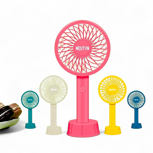 UK-0860 Mini Portable Fan, Powerful Handheld fan, Cute Design 3 Speed Personal Small Desk Fan with Base, Lightweight Makeup USB Rechargeable 1200 mah Fan For Indoor Or Outdoor