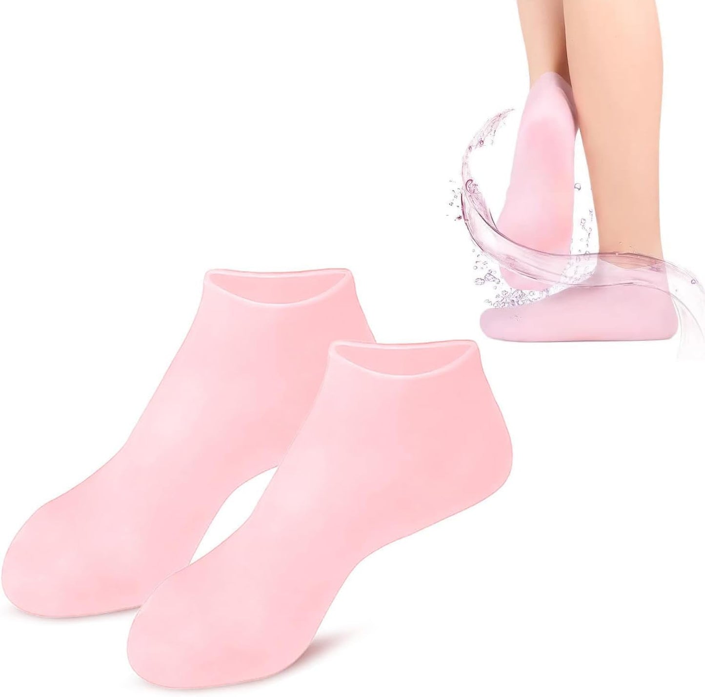 UK-1030 Silicone Heavy Quality Gel socks for dry, cracked feet that moisturise and heal cracked heels Multicoloured Natural Oil Spa Gel Socks