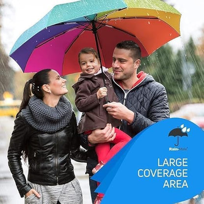 UK-0889 Big Rainbow Umbrella for rain, Umbrella for men and women, uv and rain protection, travel use to girls and boys