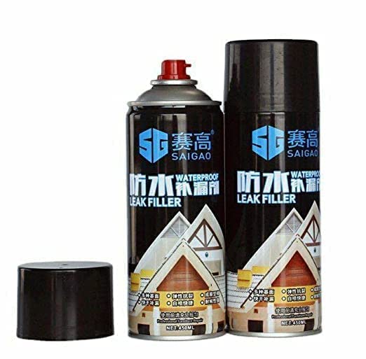 UK-0168 Waterproof Leak Filler Spray Rubber Flexx Repair & Sealant - Point to Seal Cracks Holes Leaks Corrosion More for Indoor Or Outdoor Use Black Paint