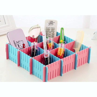 UK-0243 Drawer Divider Organizers, DIY Plastic Grid, Plastic Adjustable Drawer Dividers Makeup Socks, Underwear, Organizer for Clothes, Kitchen, Office