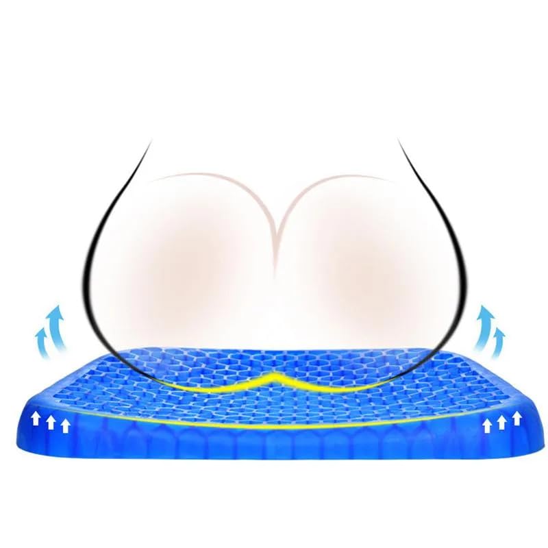 UK-0849 Gel Egg Seat Cushion, Breathable Gel Cushion Chair Pads with Non-Slip Cover for Home Office Car Wheelchair