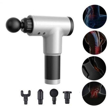 UK-0144 Massager Gun Handheld Electric Deep Tissue Percussion Muscle Body Massager Gun with 6-speed, for Pain and Stress Relief with 4 Massage Head