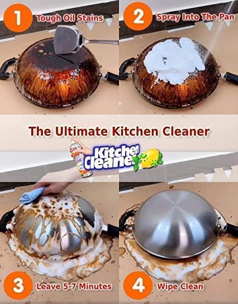 UK-0380 Multipurpose Bubble Foam Cleaner Kitchen Cleaner Spray Oil & Grease Stain Remover Chimney Cleaner Spray Bubble Cleaner All Purpose Foam Degreaser Spray