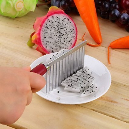 UK-0218 Crinkle Cut Knife, Vegetable Salad Chopping Knife Crinkle Cutters, Crinkle Cutting Tool French Fry Slicer , Potato Cutter Wavy Crinkle,French