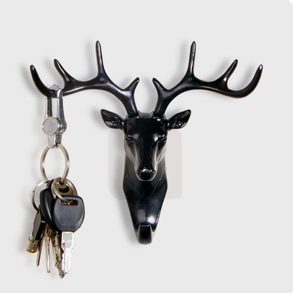 UK-0122  Deer Head Hanging Hook, Self Adhesive Wall Door Hook Hanger Bag Keys Sticky Holder