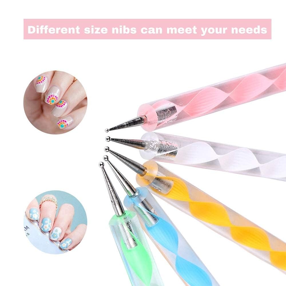 UK-0303 5 pieces Nail Art Dotting Marbleizing Tool Pen for Nail Decoration Stamping (Multicolour)