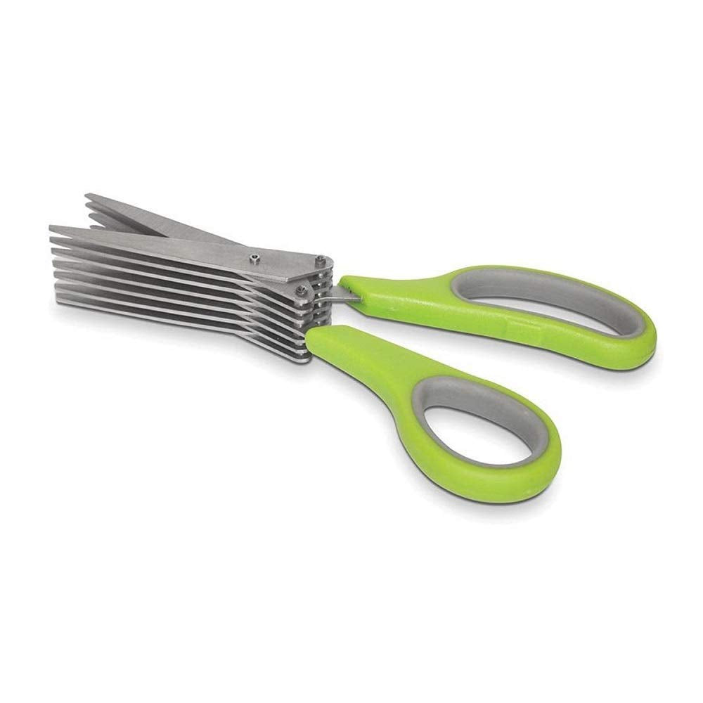 UK-0223 Multifunction 5 Blade Vegetable Stainless Steel Herbs Scissor with Blade Comb