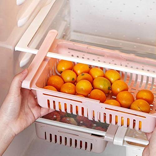 UK-0199 Fridge Storage Basket Expandable Fridge Storage Rack Tray Fridge Space Saver Food Organizer, Multicolor (Pack of 4)