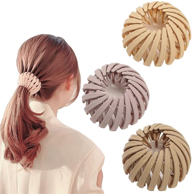 UK-0657 Birds Nest Hair Clip, 5Pcs Lazy Bird's Nest Plate Hairpin, Bun Maker Clips, Expandable Ponytail Holder Hair Pin