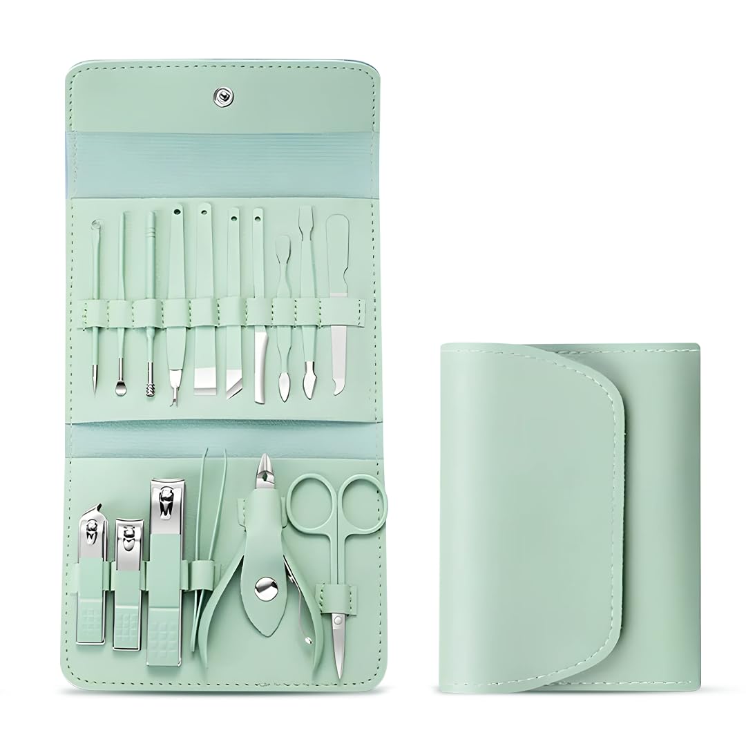 UK-0964 Manicure Set Nail Clipper Kit - 16 Pieces Stainless Steel Manicure Kit, Nail Care Tools for Hand & Feet, Nail Clippers Pedicure Professional Grooming Kits for Facial, Hand & Foot Care