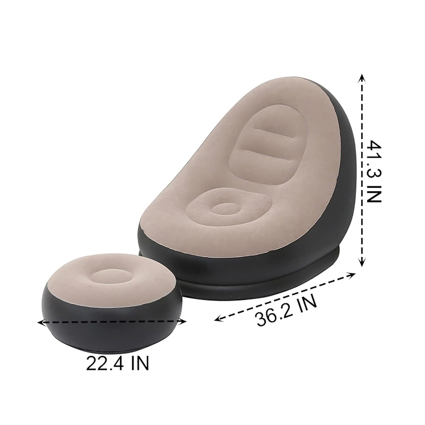 UK-1016 Lounger Set, 2-in-1 Sofa Chair with Footstool, Portable Outdoor Recliner with Air Pump