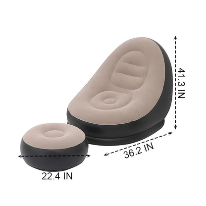 UK-1016 Lounger Set, 2-in-1 Sofa Chair with Footstool, Portable Outdoor Recliner with Air Pump