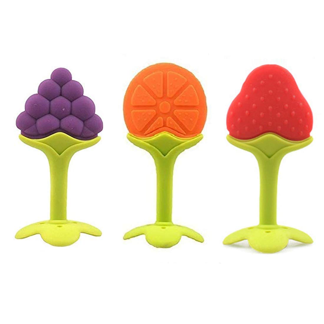 UK-0981 Silicone BPA Free Baby Teether | Natural Fruit Shape Chew Toy for Newborn, Infant & Toddlers | Multicolor Soft Teething Toy | Non-Toxic, Safe for 0-12 Months Baby Boys & Girls (1PC Teether MULTI-DESIGN)