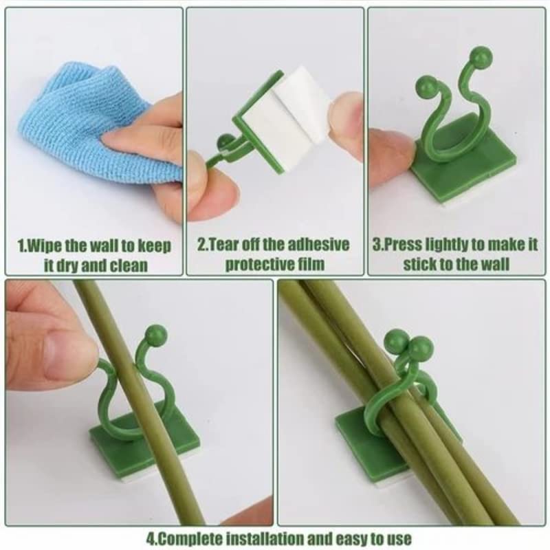 UK-0254 Tree Clip Plant Wall Climbing Fixing Clips, Reusable Self Adhesive Plant Support Garden Twist Clips