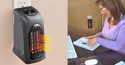 UK-0084 Small Electric Handy Room Heater Compact Plug-in, The Wall Outlet Space Heater 400Watts, Handy Air Warmer Blower