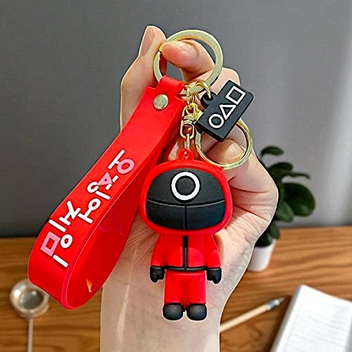 UK-0909 3D Cute Skuid- Game Keychain Character Key Chain with Rubber Lanyard