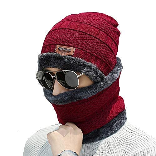 UK-0057 Soft  Woolen Beanie Cap Plus Muffler Scarf Set for Men Women Girl Boy - Warm, Snow Proof