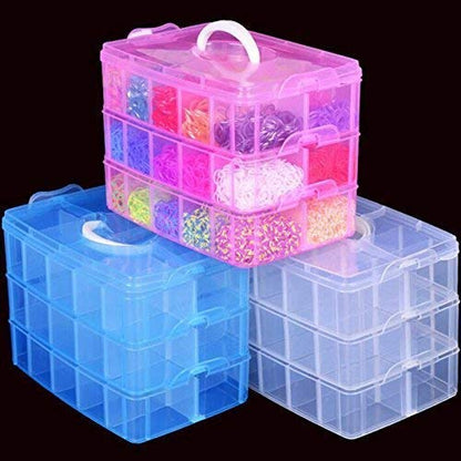 UK-0164 3 Layer jwell organizer box with 30 Adjustable Dividers Earring Storage Box