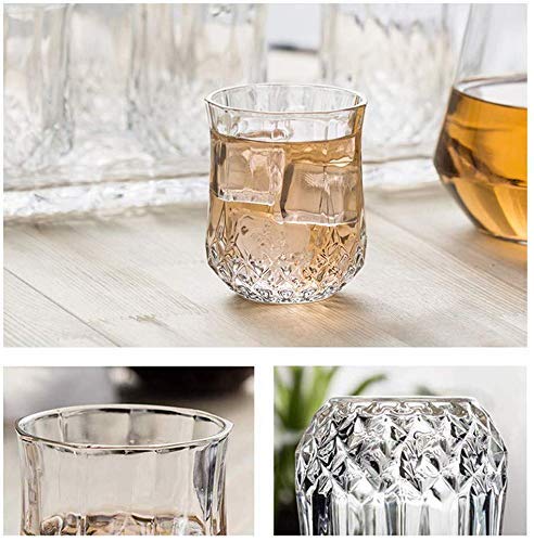 UK-0294 Luxurious Modern Design Crystal Glasses, Tumbler Drinking Glasses for Cocktail Mocktail Lassi Glass for Better Head Retention Crystal Clear Glass Set of 6-300ML