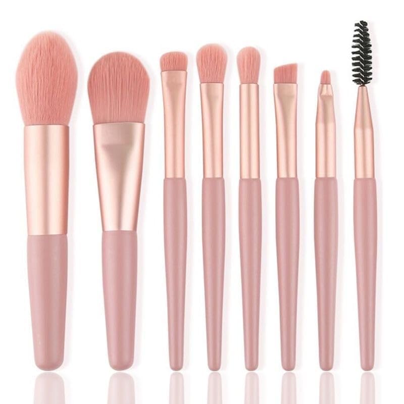 UK-0278 Makeup Brush Set Kabuki Foundation Blending Brush Face Powder Blush Concealers Eye Shadows Make Up Brushes (8Pcs)