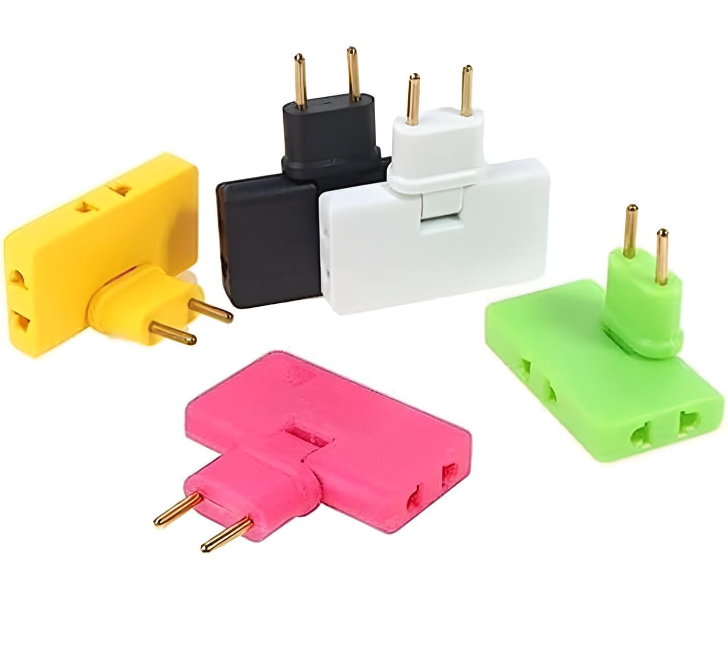 UK-1052 3-in-1 Rotatable Plug Adapter – 180° Extension with Foldable Multi-Socket, Mini Slim Wireless Outlet Converter, 2-Pin Rotate Plug, Compact Travel-Friendly Design (Multicolor)
